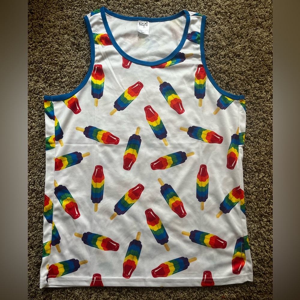 Uzzi Rainbow Popsicle Mesh Tank Top (S)